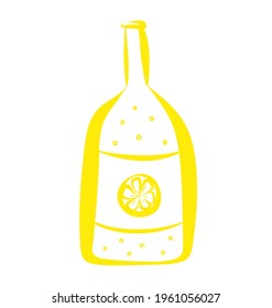 Vector lemonade clip art. Yellow bottle with juice illustration in doodle style.