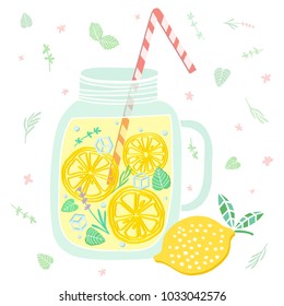 Vector lemonade illustration Lemon juice drink