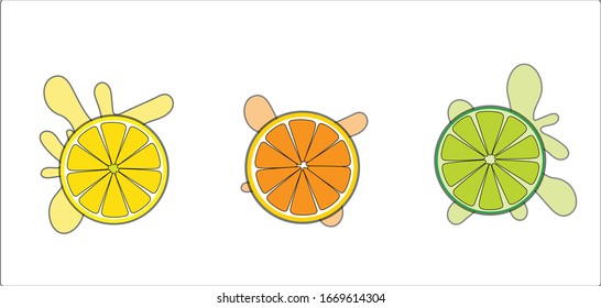 un vector de limón, naranja y cal. tres amigos para siempre.