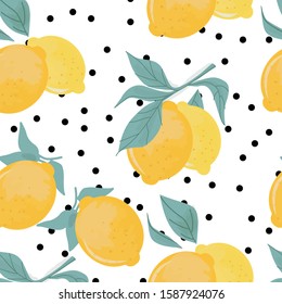 Vector lemons seamless pattern. Vector citrus pattern.