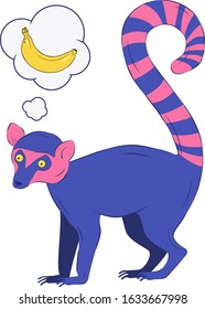 Vector lemur character with banana
