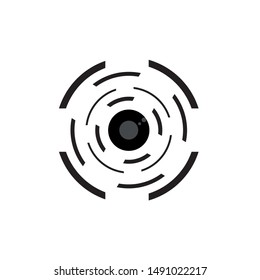 Vector lens of camera lens. Photo camera lens symbol icon
