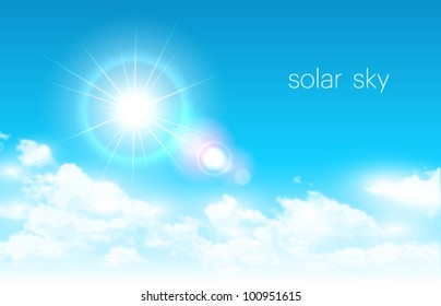 Vector Lens Flare with Clouds Background
