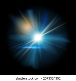 Vector lens flare isolated on black background