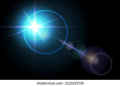 Vector lens flare isolated on black background