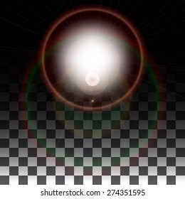 Vector lens flare on a transparent background. Vector special effects on a transparent background
