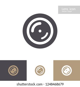 Vector lens icon set isolated on background. Apperture symbol. Camers objective icon. Shutter for photography logo, web design. 10 eps