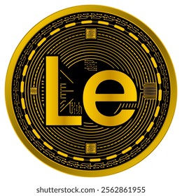 Vector of Leone Sierra Leone Digital Currency in gold and black colors on a white background.