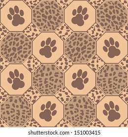 vector leopard  background with paws