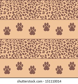 vector leopard  background with paws