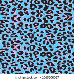 Vector leopard blue and pink texture. Seamless pattern