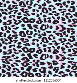 Vector leopard blue and pink texture. Seamless pattern