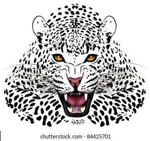 Vector leopard executed in the form of a tattoo