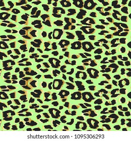 Vector leopard green and gold texture. Seamless pattern