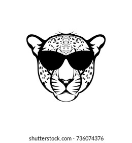 Vector leopard head, face  for retro logos, emblems, badges, labels template and t-shirt vintage design element. Isolated on white background
