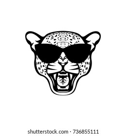 Vector leopard head, face  for retro logos, emblems, badges, labels template and t-shirt vintage design element. Isolated on white background
