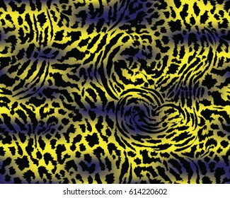 Vector Leopard pattern background in yellow and blue