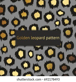 Vector leopard pattern with gold on a gray background. Decorative background for the design of surfaces, covers, posters, banners, sales, printing, creative design and advertising projects