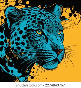 Vector leopard in pop art style