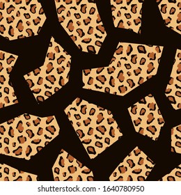Vector leopard seamless geometric pattern design. Colorful fashion animal print