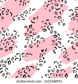 Vector Leopard seamless pattern design. Colorful trendy fashion animal print