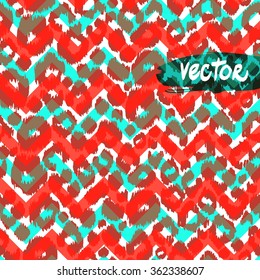 Vector leopard seamless pattern and mint blue zig zag background. Effect transparent geometric pattern on a animal print.