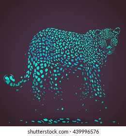Vector leopard silhouette, abstract animal illustration. Big cat can be used for background, card, print materials