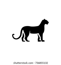 Vector leopard silhouette view side for retro logos, emblems, badges, labels template vintage design element. Isolated on white background