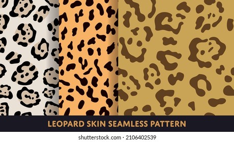 Vector leopard skin seamless pattern set.