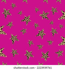 Vector leopard star pattern on purple background.Suitable for clothes and textiles.