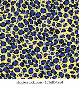 Vector leopard texture. Jaguar skin pattern. Colored big wild cat skin background. Puma fur trendy pattern. Cartoon exotic panther spots lady print .