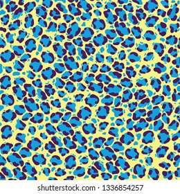 Vector leopard texture. Jaguar skin pattern. Colored big wild cat skin background. Puma fur trendy pattern. Cartoon exotic panther spots print .