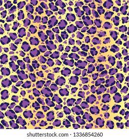 Vector leopard texture. Jaguar skin pattern. Colored big wild cat skin background. Puma fur trendy pattern. Cartoon exotic panther spots lady print.