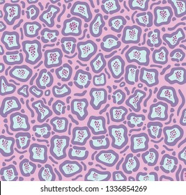 Vector leopard texture. Jaguar skin pattern. Colored big wild cat skin background. Puma fur trendy pattern. Cartoon exotic panther spots print.