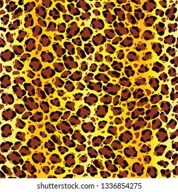 Vector leopard texture. Jaguar skin pattern. Colored big wild cat skin background. Puma fur trendy pattern. Cartoon exotic panther spots lady
print.