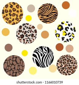 
Vector leopard zebra pattern collectibles - balls. Leopard pattern design, vector illustration background. Animal design. Brown, orange, yellow. Leopard