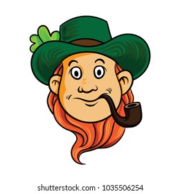 Vector of Leprechaun head. Element for St.Patrick`s day greeting design vector illustration hand drawn