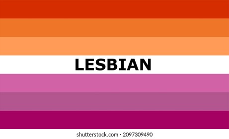 Vector lesbian flag with black text word lesbian