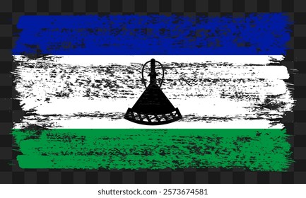 Vector Lesotho flag in grunge style on transparent background