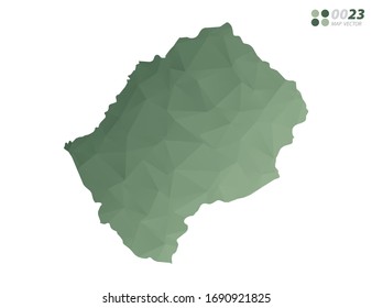 Vector of Lesotho map green polygon triangle mosaic with white background. style gradient.