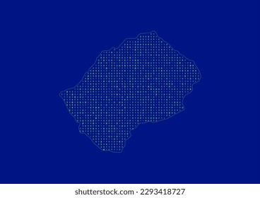 Vector Lesotho map for technology or innovation or it concepts. Minimalist country border filled with 1s and 0s. File is suitable for digital editing and prints of all sizes.