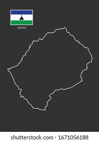 vector Lesotho map thin line style.