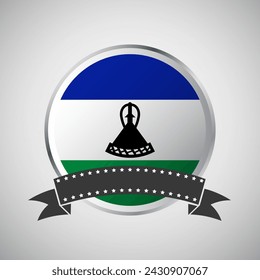 Vector Lesotho Round Flag Banner Vector Illustration