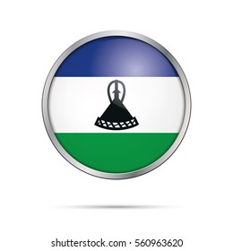 Vektor Lesothoan Flag-Taste. Lesotho Flaggenglas Stil mit Metallrahmen.