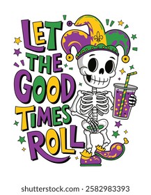 Vector Let The Good Times Roll Mardi Gras T-shirt Design