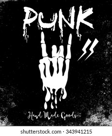 Vector let's rock and punk poster and for apparel