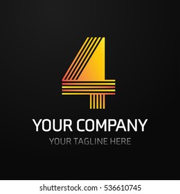 Vector Letter 4 Business Luxury Logo template Calligraphy template

