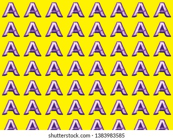 Vector letter A, drawn on a pattern and with a yellow background