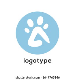 Letra vectorial A, logo de Pet Paw. Empresa profesional, icono de identidad corporativa.