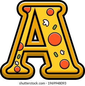 vector letter A. pizza fast food